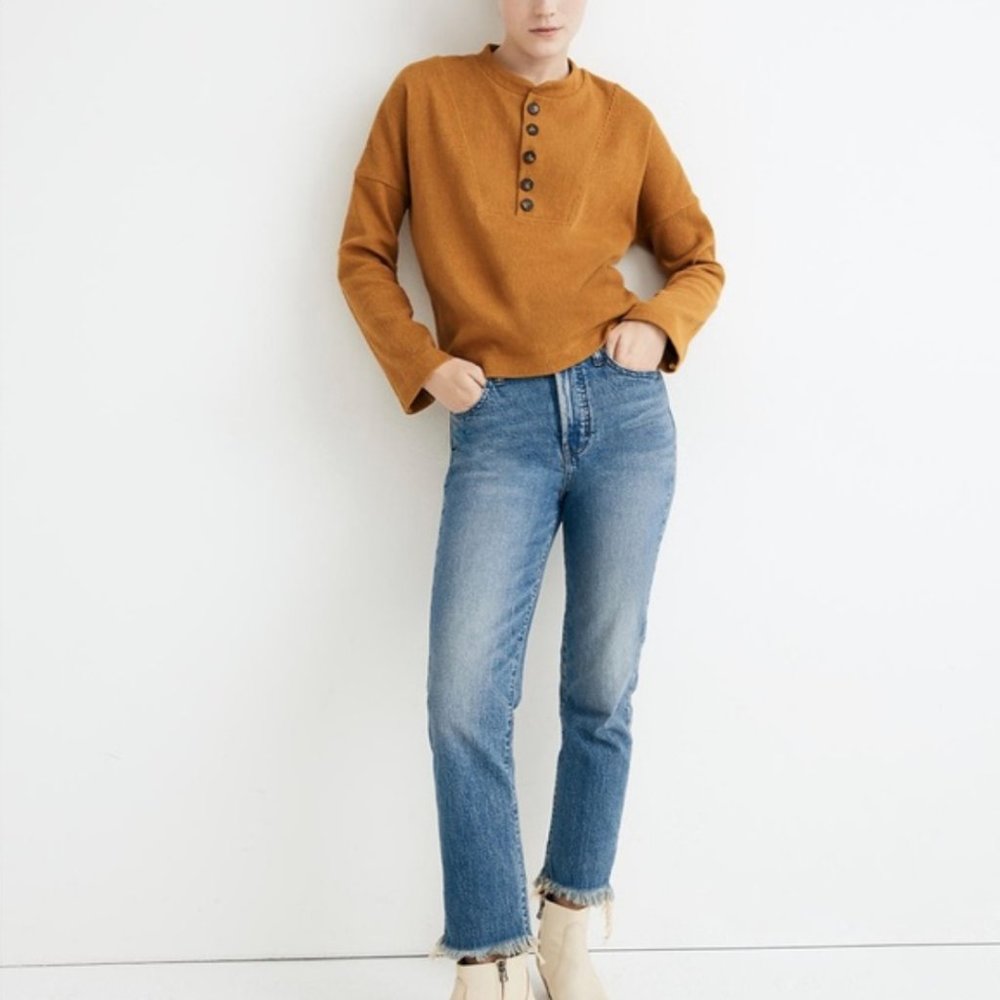 Madewell Texture and Thread Seamed Henley Top